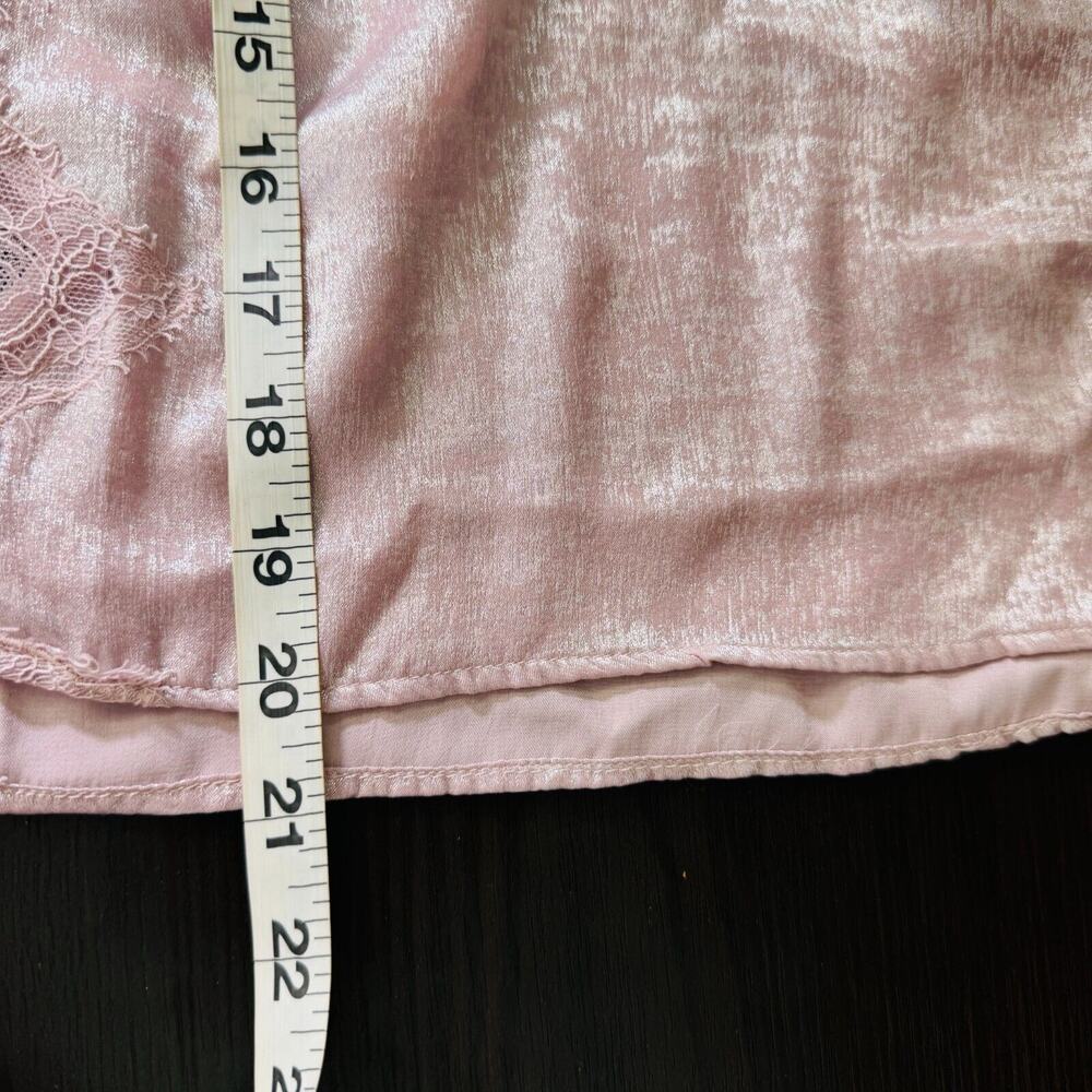 Free People Top Womens Small Shimmer On Cami Satin Lace Blouse Romantic Pink NEW - Picture 9 of 10